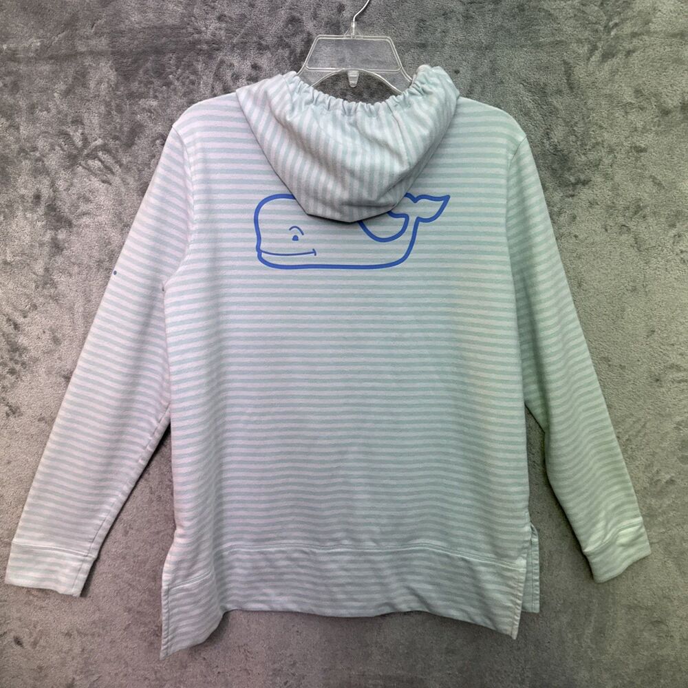 Vineyard Vines womens small sweatshirt hoodie lightweight blue white logo - Picture 7 of 8